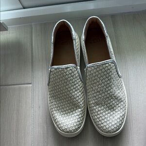 UGG Metallic Silver Slip-On Flats with Star Stud Pattern